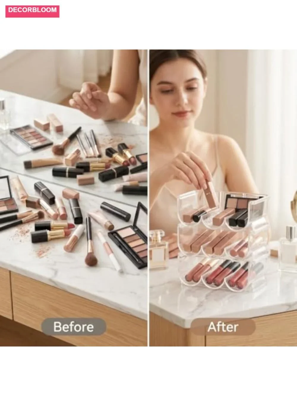 3-Tier Stackable Acrylic Lipstick Organizer Cosmetic Display Case Vanity